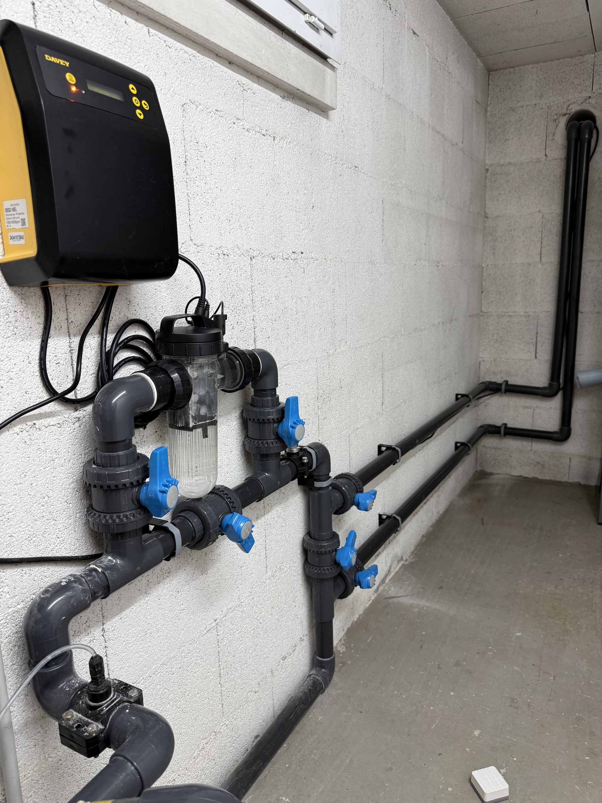 Électrolyseur pour le traitement au sel d'une piscine, monté sur le circuit de filtration